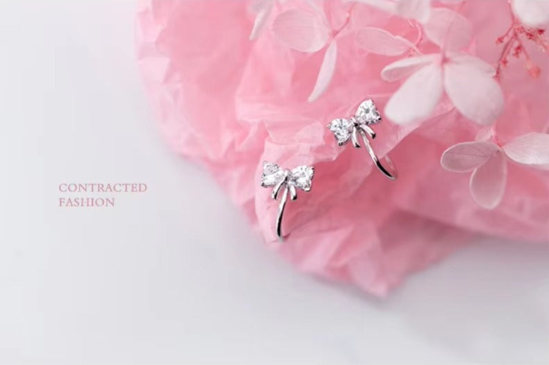 pendientes de plata de ley 925 con lazo, joyería fina de lujo para mujeres