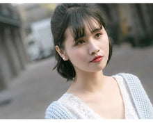 Load image into Gallery viewer, pendientes de plata de ley 925 con diseño geométrico para mujer, joyería fina con diseño de corazones bonitos