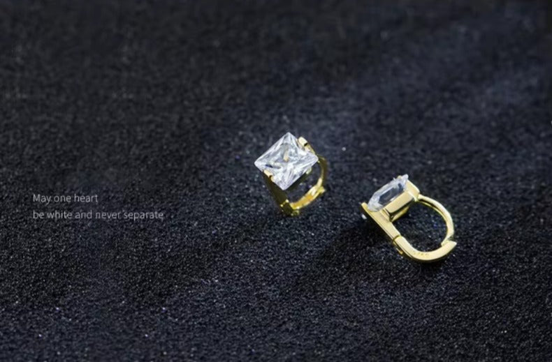 pendientes de aro de Plata de Ley 925 con zirconia cúbica