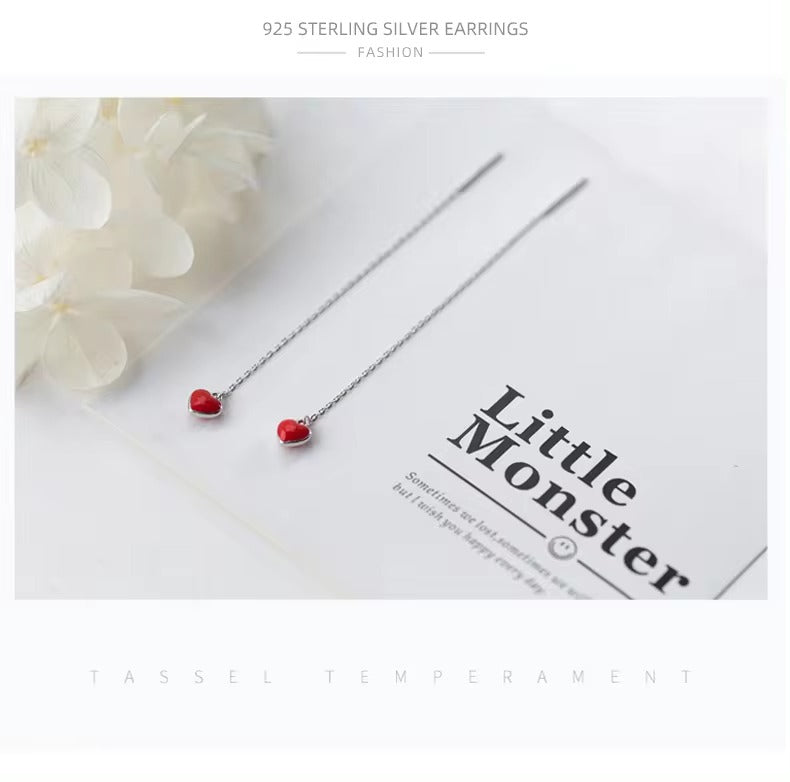 pendientes de plata de ley 925 con forma de corazón esmaltado para mujeres