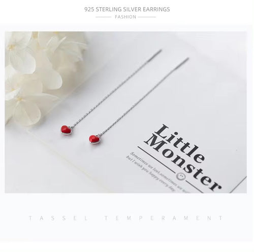 pendientes de plata de ley 925 con forma de corazón esmaltado para mujeres