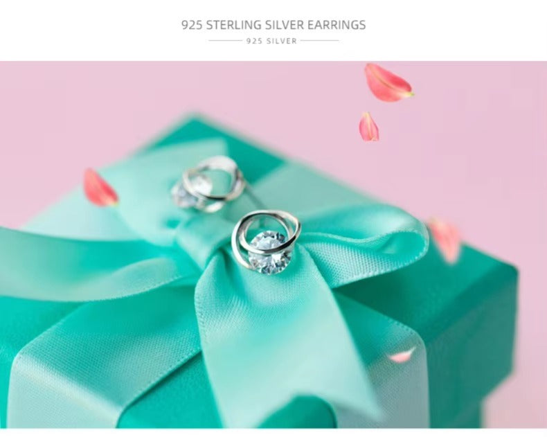 pendientes de plata de ley 100% y Circonia cúbica para mujer, aretes pequeños