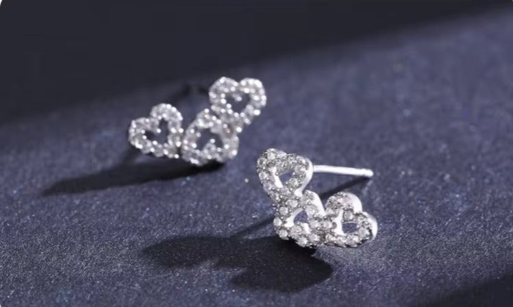 pendientes románticos de Plata de Ley 925 con forma de corazón para mujer
