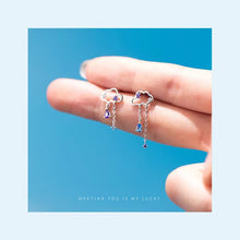 Load image into Gallery viewer, pendientes de plata de ley 925 para mujer, aretes con borla de nube