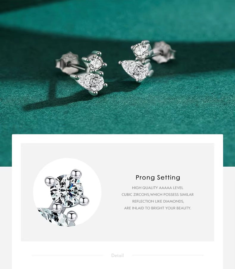 pendientes geométricos de circonia cúbica para mujer y niña, aretes pequeños de plata de ley 100% 925