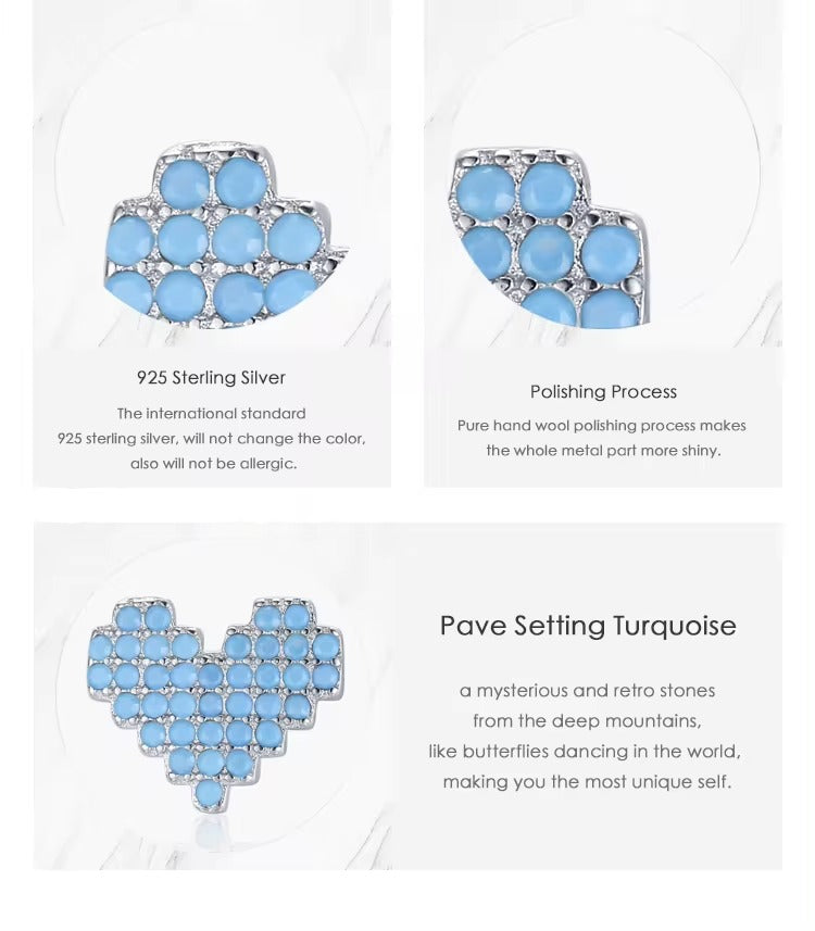 pendientes de plata de ley 925 con forma de corazón para mujer