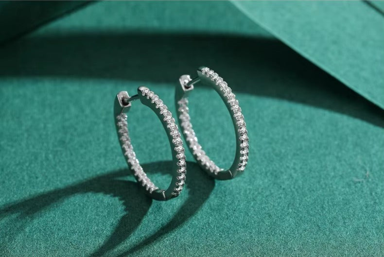 pendientes de aro de plata auténtica para mujer