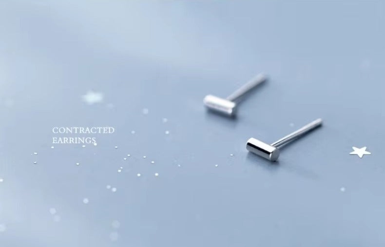 pendientes de tuerca cilíndricos minimalistas para mujer