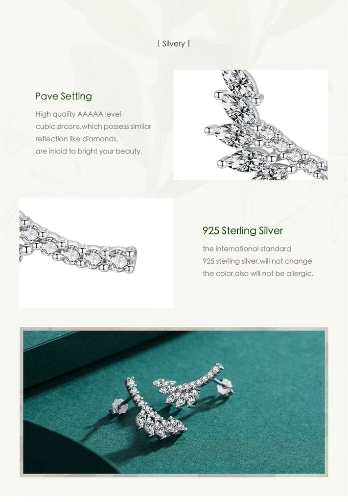 pendientes de tuerca de hojas de árbol para mujer