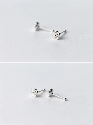 pendientes clásicos de Plata de Ley 925 con forma de rosa, joyería fina con diseño de planta