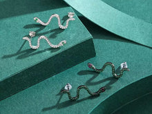 Cargar imagen en el visor de la galería, pendientes de serpiente negra para mujer