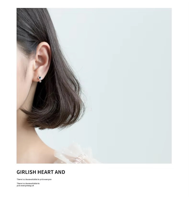 pendientes de plata de ley 925 con forma de estrella esmaltada, joyería de aniversario