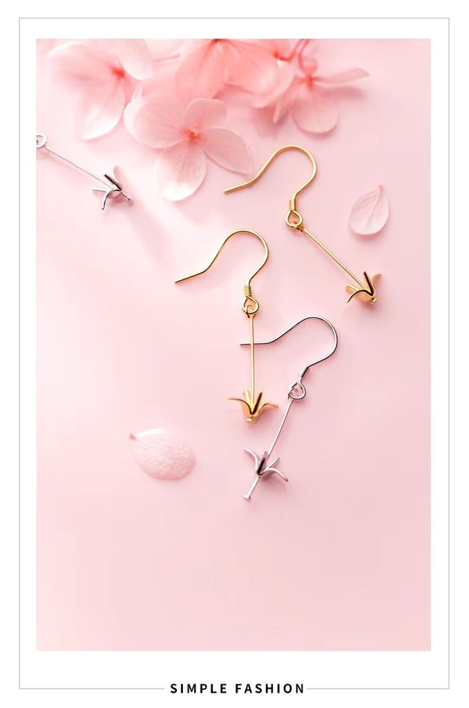 pendientes de gota de cadena larga para mujer y niña, de Plata de Ley 925, aretes de Color dorado