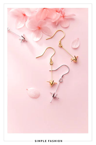 pendientes de gota de cadena larga para mujer y niña, de Plata de Ley 925, aretes de Color dorado