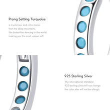 Load image into Gallery viewer, pendientes de aro de Plata de Ley 925 pura para mujer, aretes elegantes de turquesa Natural