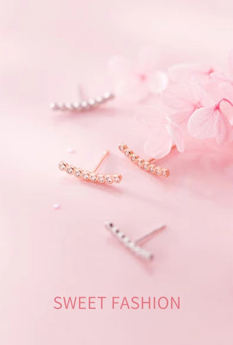 pendientes minimalistas de Color oro rosa para mujer, tachuelas deslumbrantes AAA