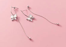 Cargar imagen en el visor de la galería, pendientes de plata esterlina 925 para mujer, aretes de gota con borla de bola de mariposa de baile