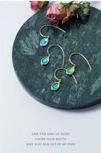 Load image into Gallery viewer, pendientes clásicos de Plata de Ley 925 para mujer, aretes colgantes de cristal de ópalo Vintage