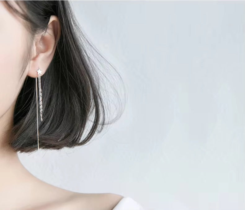 Pendientes largos de moda con borla de estrellas de Modian