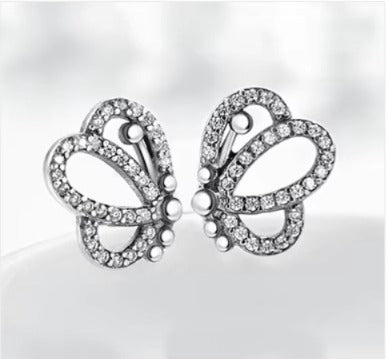 pendientes de tuerca de mariposa para mujer, joyería de marca de Plata de Ley 925