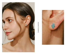 Load image into Gallery viewer, pendientes de plata de primera ley y turquesa para mujer, aretes pequeños