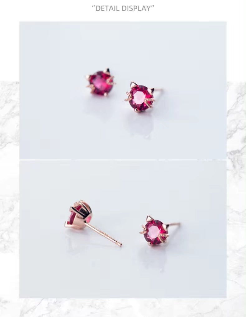 pendientes de plata de ley 100% 925 para mujer, aretes de gato de alta calidad