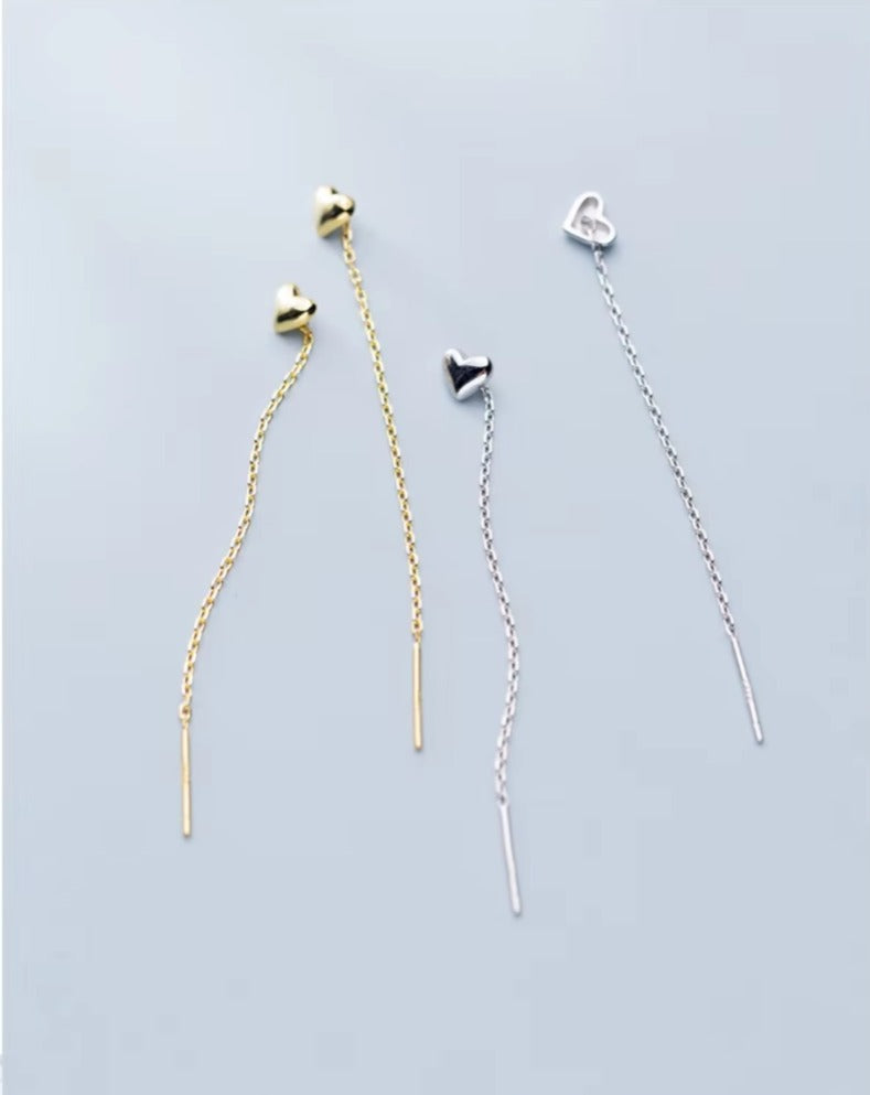 pendientes de cadena larga para mujer, de Color dorado, de Plata de Ley 925 pura