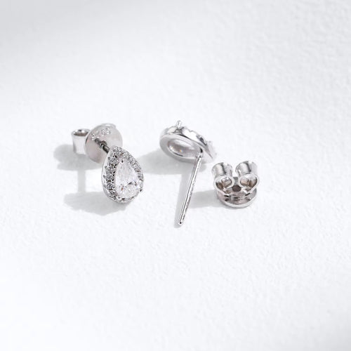 pendientes de plata de ley 925 con forma de pera para mujer