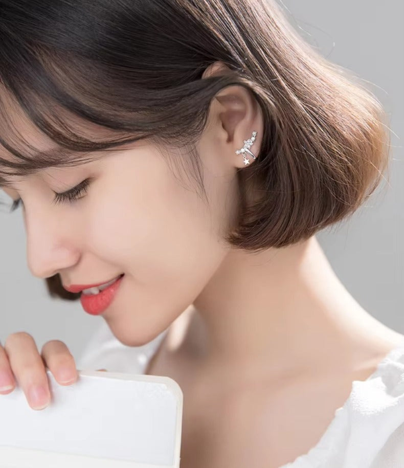 pendientes de plata esterlina 925 auténtica para mujer, aretes de circonita parpadeante con Clips