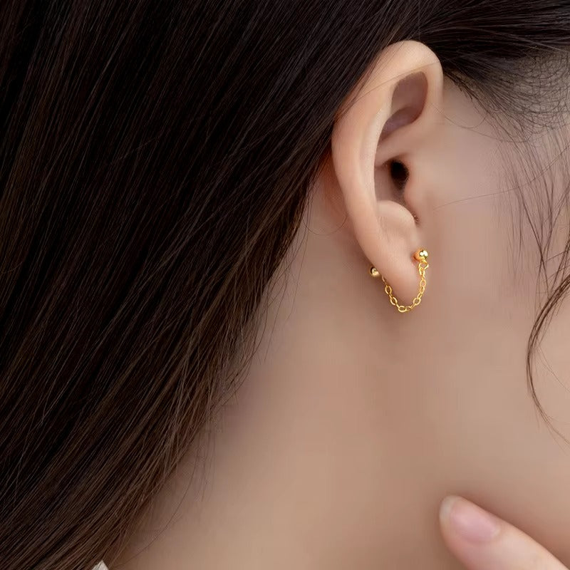 pendientes de plata de ley 925 con cadena de eslabones para mujer