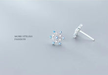 Load image into Gallery viewer, pendientes de plata de ley 925 con forma de copo de nieve para mujer