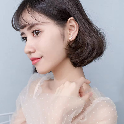 pendientes de tuerca de pluma de circón transparente para mujer, rombos brillantes