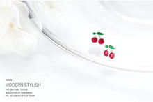 Load image into Gallery viewer, pendientes de esmalte de cereza para niña y mujer