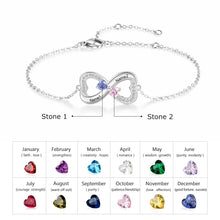 Load image into Gallery viewer, Pulsera Infinity personalizada de Plata de Ley 925 con piedra natal de corazón