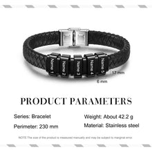 Load image into Gallery viewer, pulsera de cuero trenzado con cuentas personalizadas