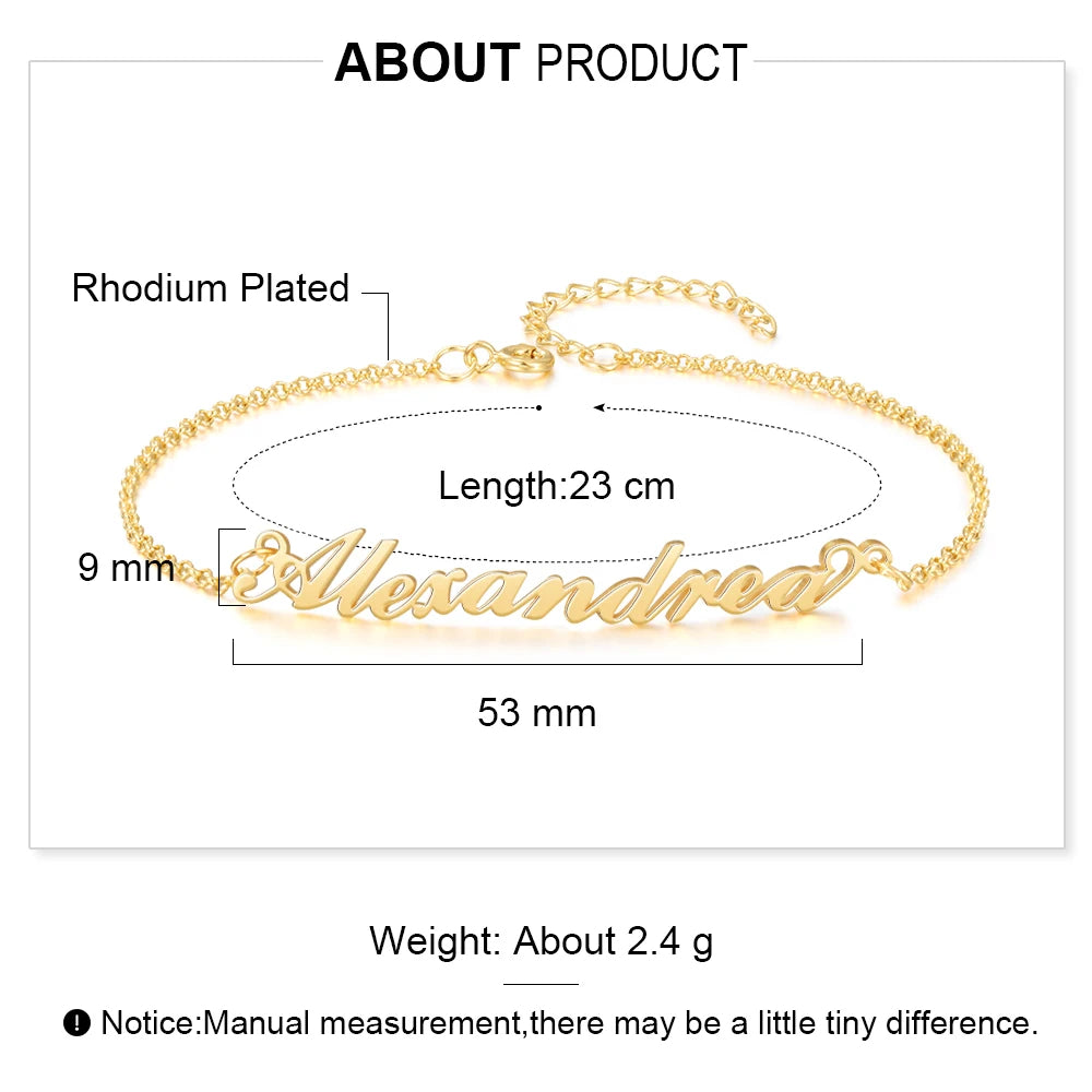 pulsera de tobillo con nombre y letras personalizadas para mujer