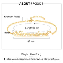 Cargar imagen en el visor de la galería, pulsera de tobillo con nombre y letras personalizadas para mujer