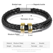 Cargar imagen en el visor de la galería, pulsera de cuero multicapa personalizada para hombre