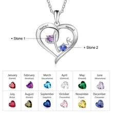 Load image into Gallery viewer, collar de corazón personalizado de plata de ley 925 con piedra natal