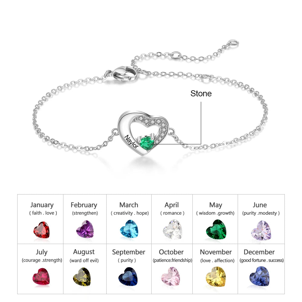 Pulsera personalizada de Plata de Ley 925 con nombre grabado para mujer