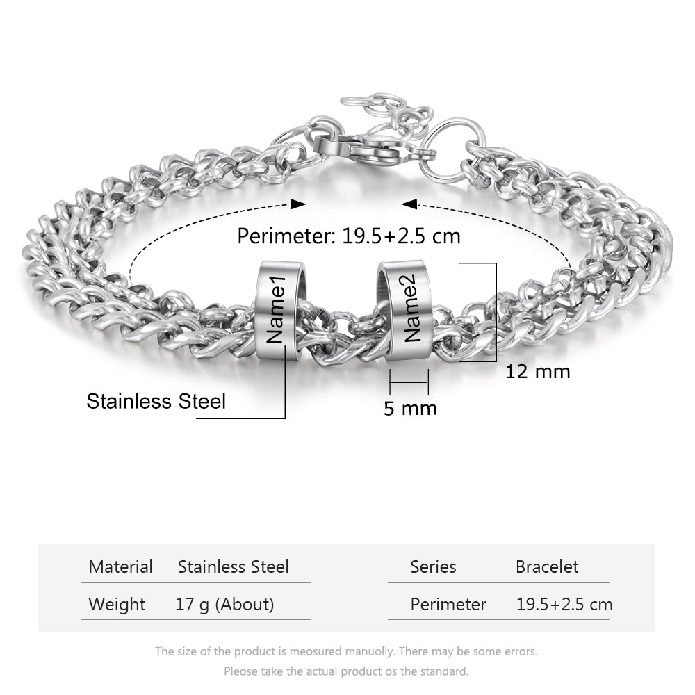 pulsera personalizada de cuentas de acero inoxidable para hombre