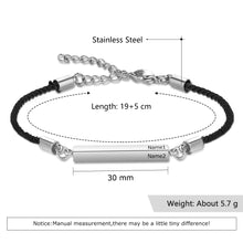 Load image into Gallery viewer, Pulsera de cuerda ajustable de acero inoxidable para hombre y mujer