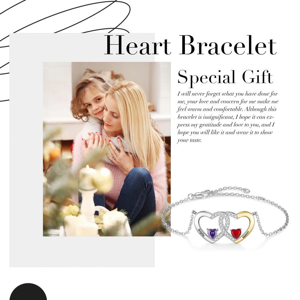 Pulsera de corazón de amor personalizada para el día de la madre para mujer