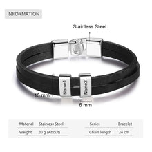 Load image into Gallery viewer, Pulsera de cuentas con grabado personalizado para hombre