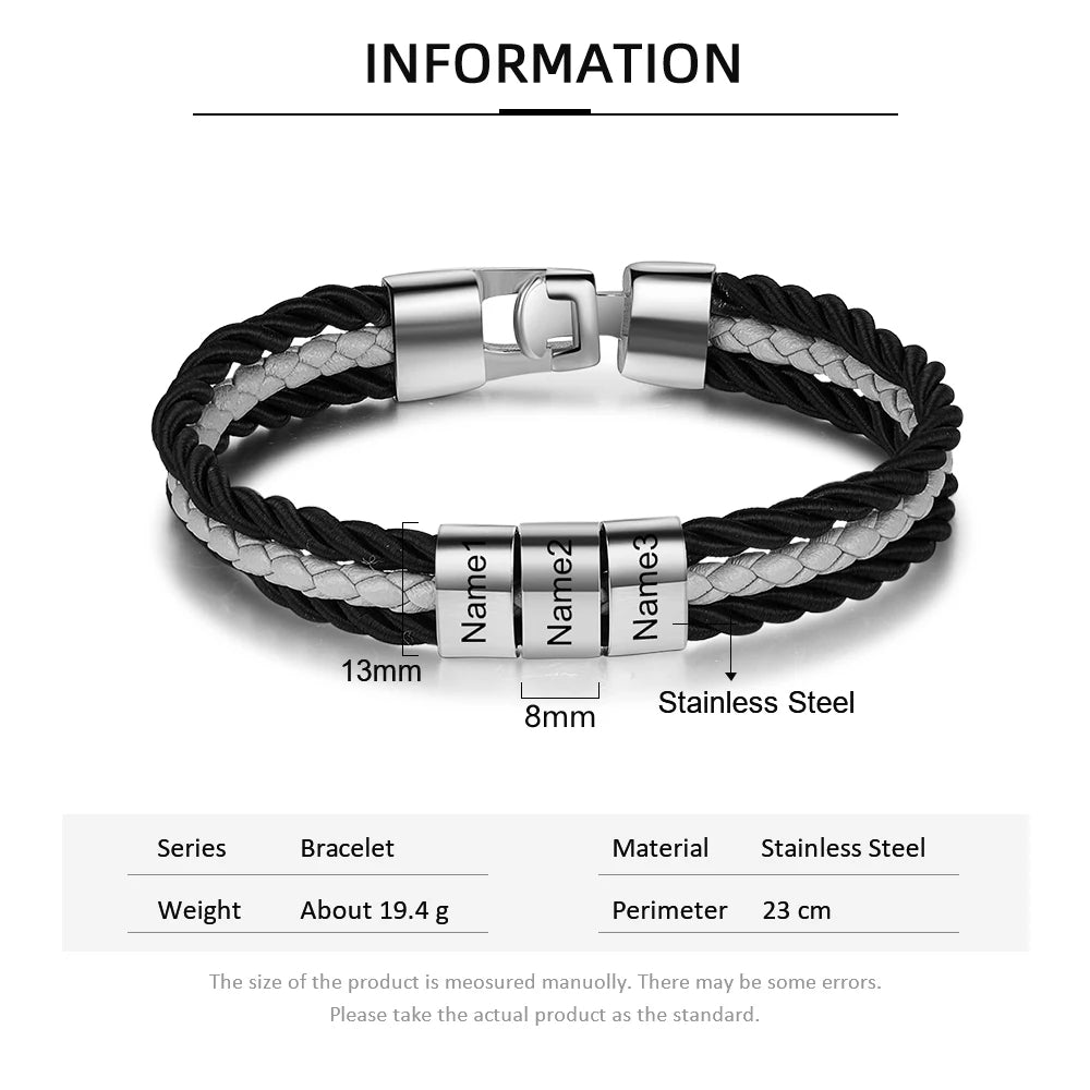 pulsera de cuero trenzada en capas para hombre