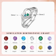 Load image into Gallery viewer, Anillo de corazón de amor personalizado con 2-5 piedras de nacimiento familiares