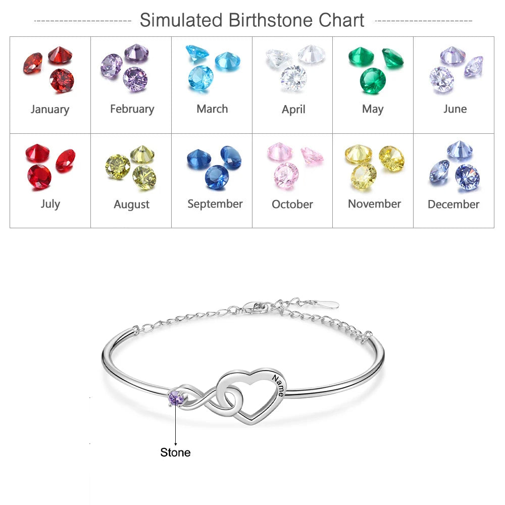 Pulseras personalizadas Infinity & Heart para mujer