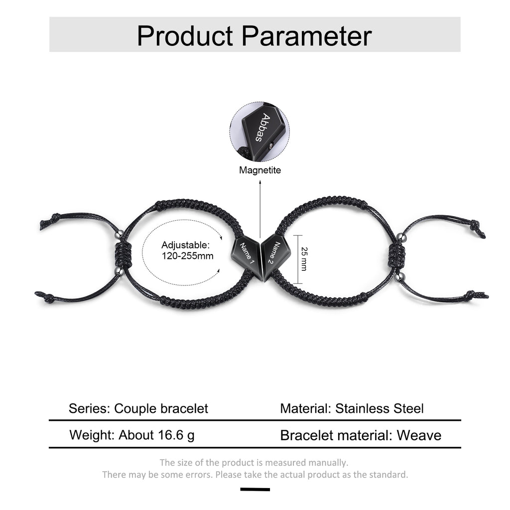 Conjunto de 2 pulseras de acero inoxidable para hombre y mujer