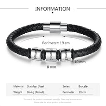 Load image into Gallery viewer, Pulseras de cuero negro personalizadas para hombre