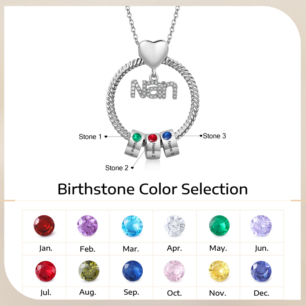 Collar de círculo Nan personalizado con 1-8 piedra natal